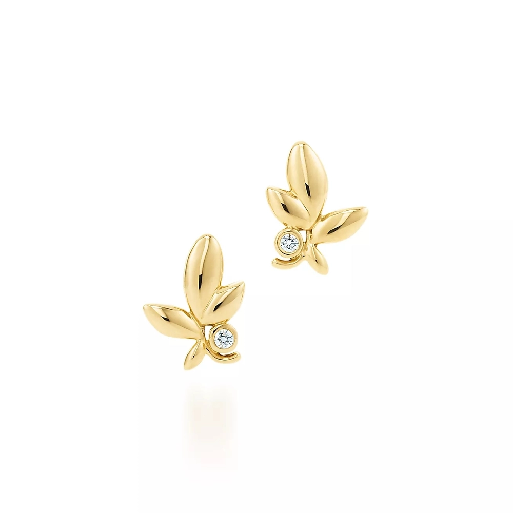 Серьги из жёлтого золота с бриллиантами, Tiffany💠 olive .