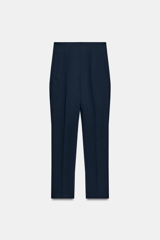 ZARA БРЮКИ С ВЫСОКОЙ ПОСАДКОЙ, МОРСКОЙ СИНИЙ