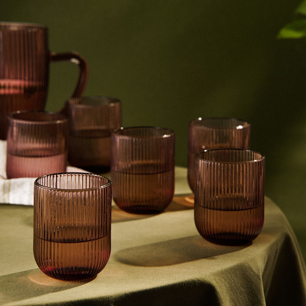 Набор стаканов 6 шт "Модерн" 260 мл, 7,5х9,5 см, круглое дно, цвет розовый