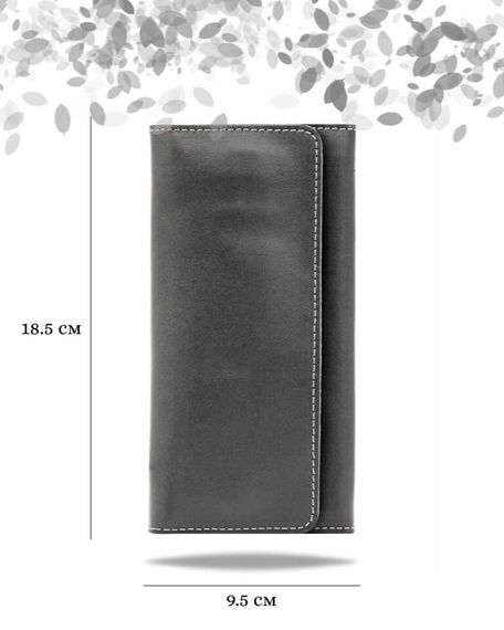 Фото функционального кошелька Классического из серой кожи косатка Инфографика Размеры