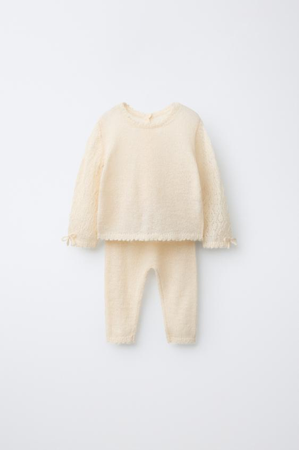 ZARA КОМПЛЕКТ АЖУРНЫЙ ТРИКОТАЖ, СЛОНОВАЯ КОСТЬ