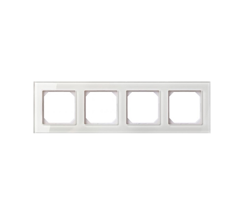 Рамка Четырехместная Стекло Белое Глянцевое (Универсальный Монтаж) LIREGUS EPSILON
