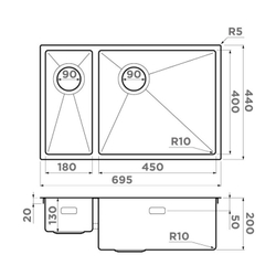 Кухонная мойка Omoikiri Taki 69-2-U/IF-GB-R Side нерж.сталь/графит 4993183