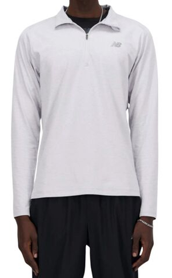 Мужская теннисная футболка с длинным рукавом New Balance Space Dye 1/4 Zip - athletic grey