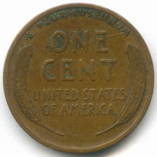 1 цент 1919 (без знака - Philadelphia). США. Пшеничный цент. Бронза VF