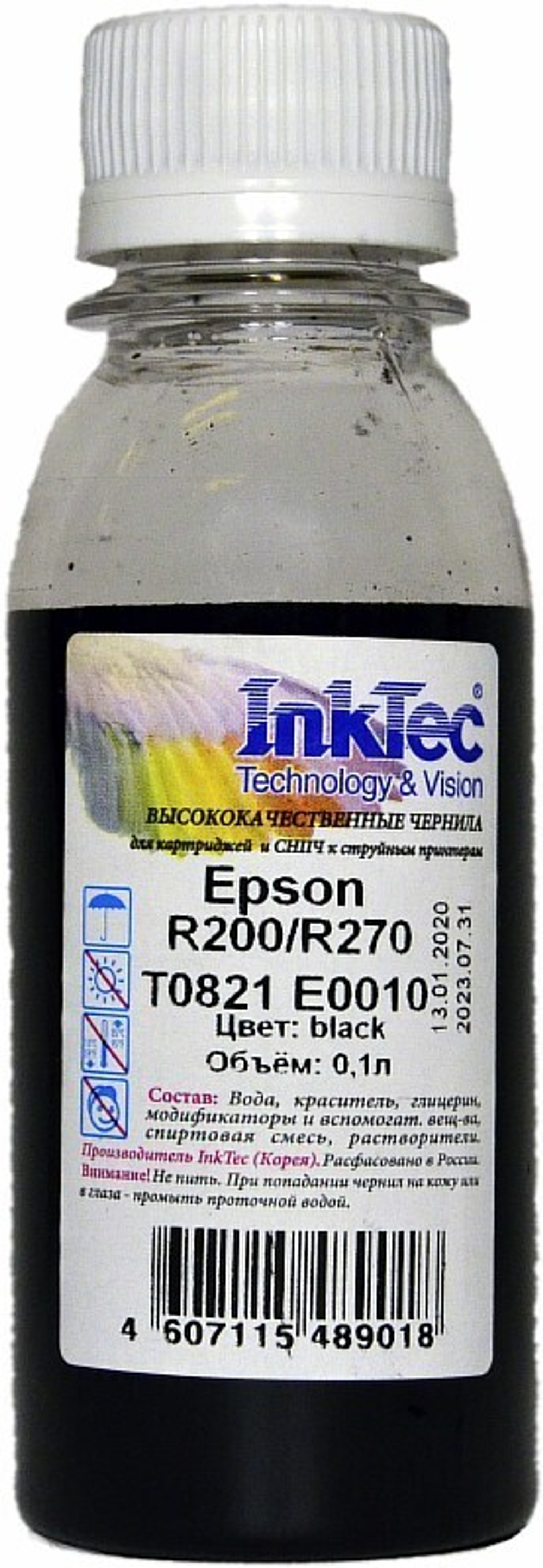 Чернила для Epson R200/R270/R290/T50/P50/L800, 0,1л,InkTec, black.