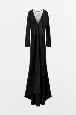 ZARA АТЛАСНОЕ ПЛАТЬЕ С ПАУТИНОЙ НА СПИНЕ — LIMITED EDITION, ЧЕРНЫЙ