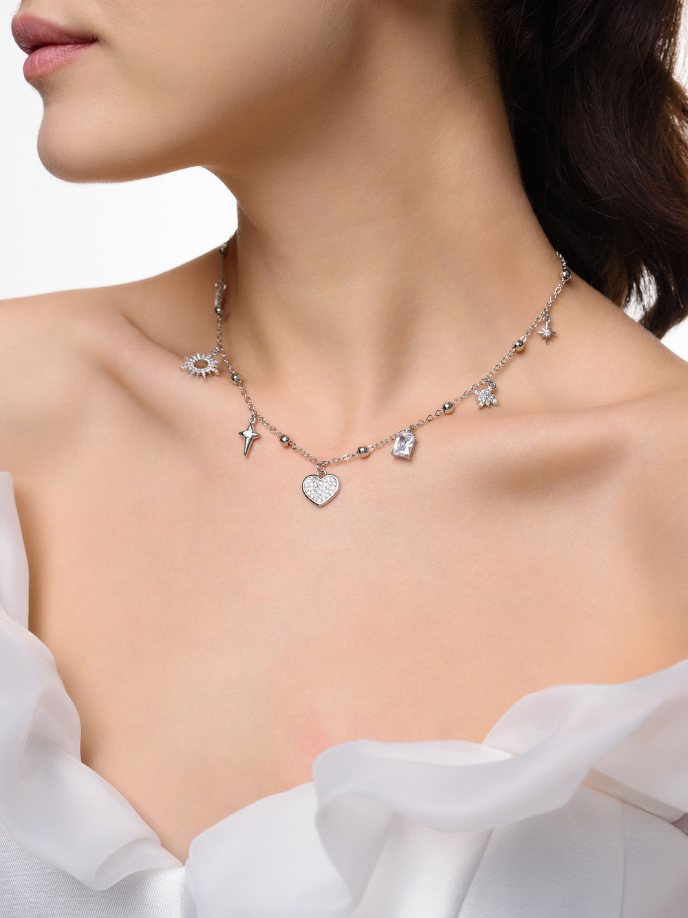 Колье "Heart sun Glow" Silver