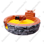 Надувной аттракцион Родео, бык+батут, черный с имитацией под кожу