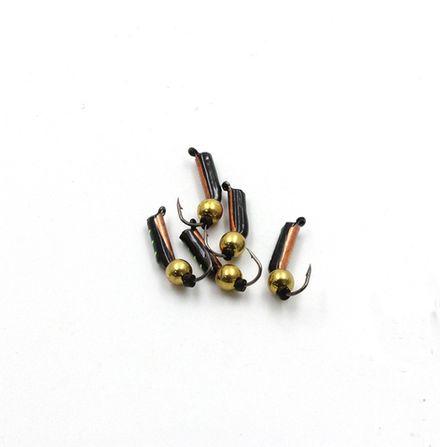 Мормышка вольф. безнасадочная "ЯМАН" Столбик №5, d-2 мм, L-9.5 мм, вес 0,83 гр., латунный шар,  цв. медь,