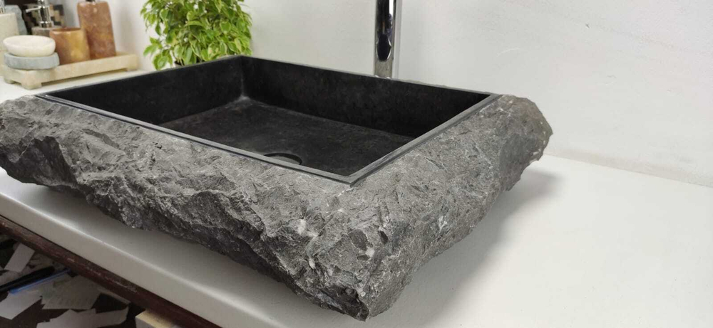 Раковина из мрамора Rectangle Erozy Black  SM-61050 60*50*15