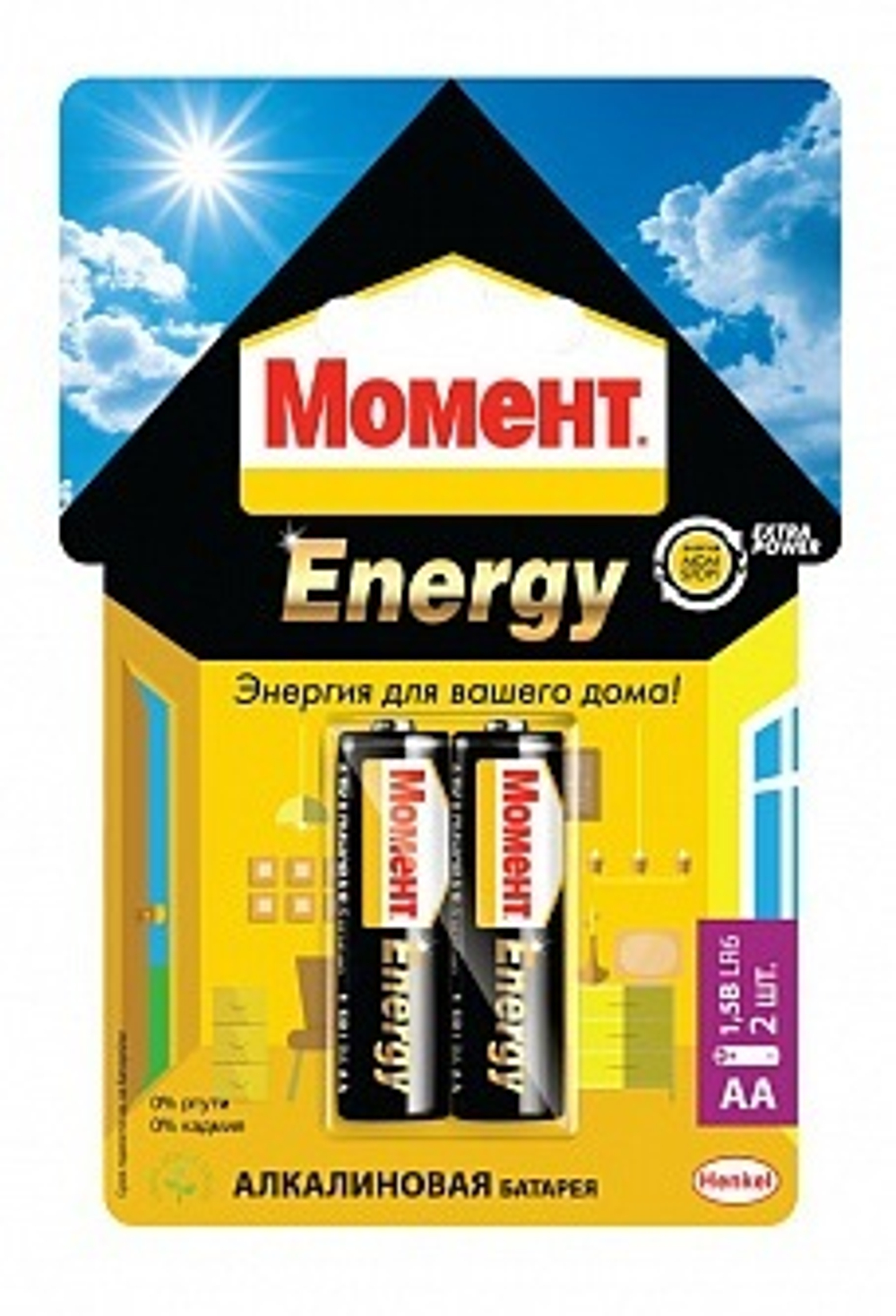Батарейки МОМЕНТ ENERGY АА ( 2  шт на блистере)