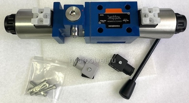 3WEMM10A3X/CG24N9Z4 - Гидрораспределитель золотниковый Ду10 с электрическим и ручным управлением от рычага, схема A (573), электроуправление G24, возврат - пружинный