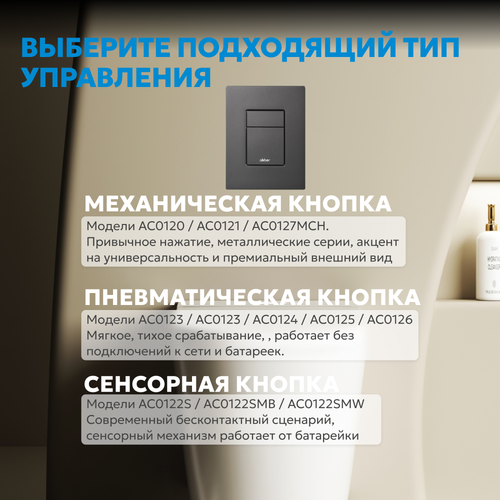 Кнопка смыва ABBER AC0123NG пневматическая, оружейная сталь