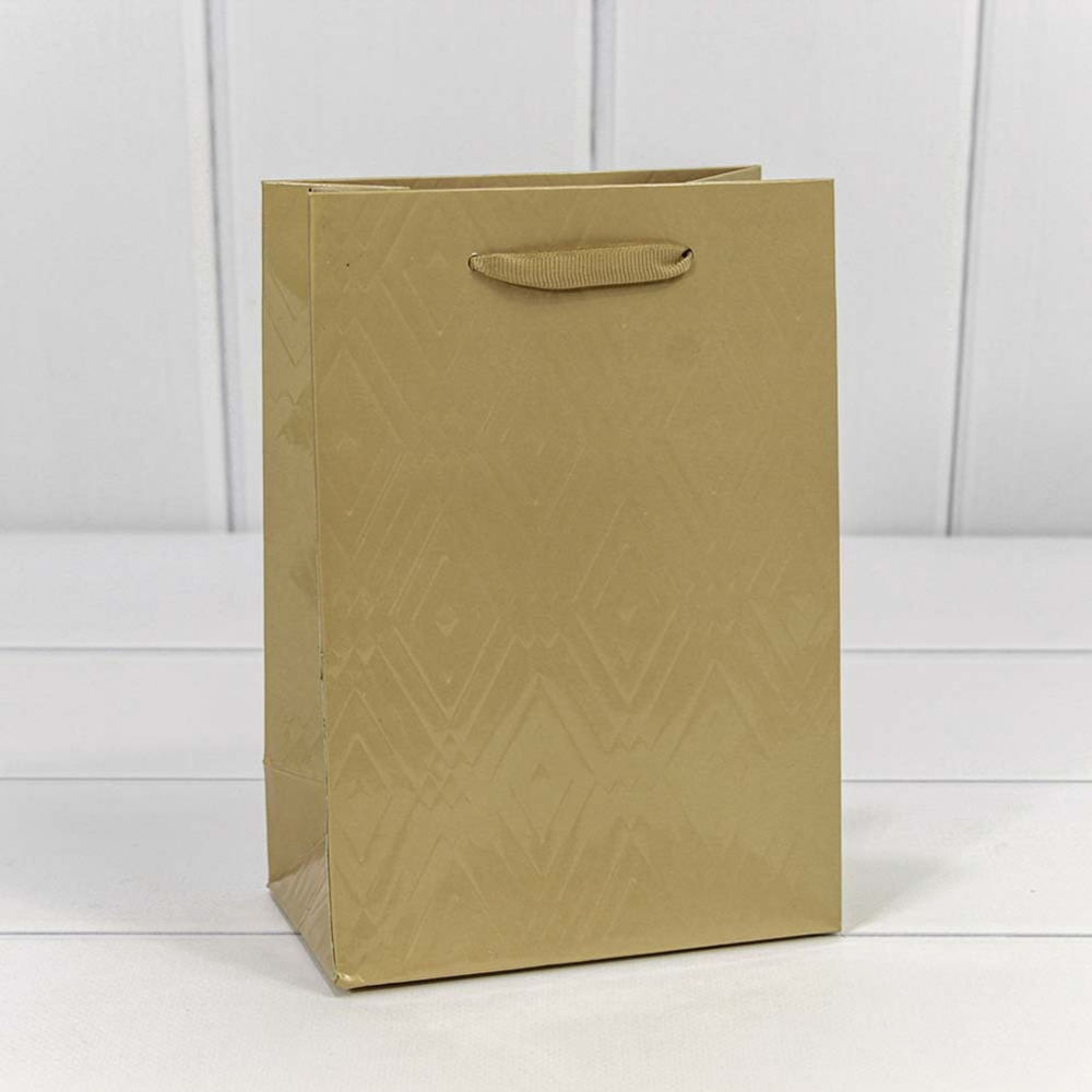 Пакет подарочный 14х20х8см Премиум "Элегант" (Золотой)