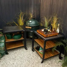 Керамический гриль Big Green Egg Large, 46 см, на модульной угловой подставке с двумя дополнительными секциями