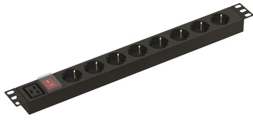 Блок розеток 19", 8 розеток Hyperline SHE19-8SH-S-AIEC