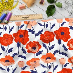 Ткань атлас алые маки из советского мультика