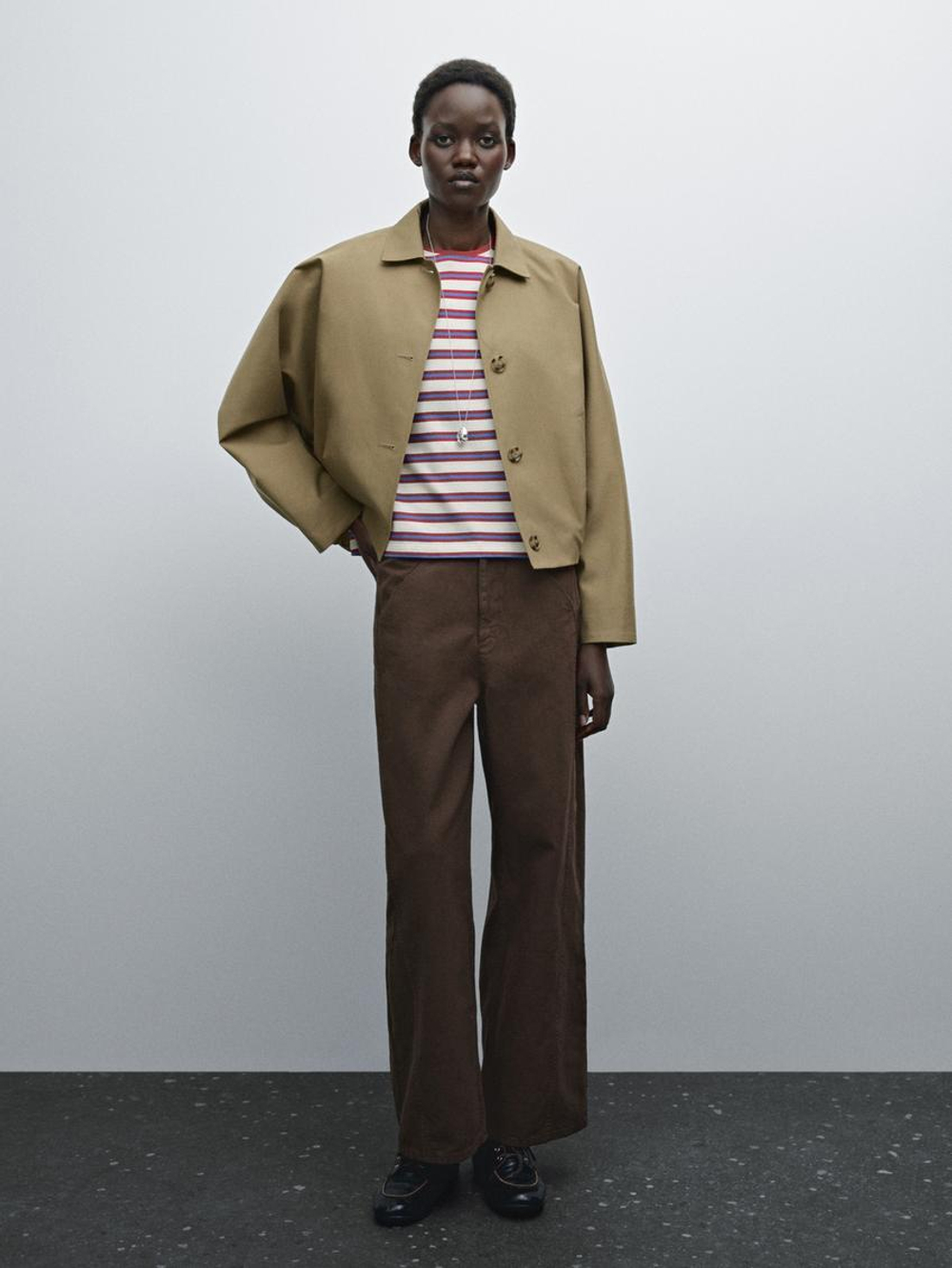 Massimo Dutti Брюки из смесового хлопка, шоколадный