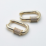 Ювелирные швензы Конго, позолота, фианиты, размер 20*14 мм, толщина 3 мм, цена за пару