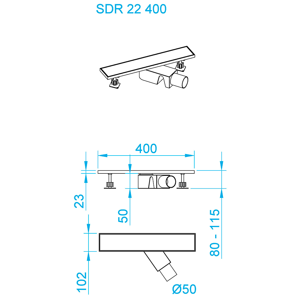 Душевой трап двухсторонний линейный, черный RGW SDR-22B (400)