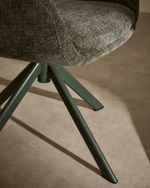 Lexa Вращающееся кресло из зеленого шенилла и стальными зелеными ножками