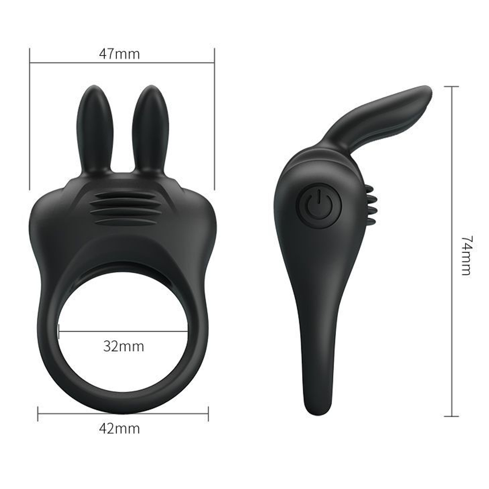 Черное эрекционное кольцо с вибрацией Davion (Цвет: черный)