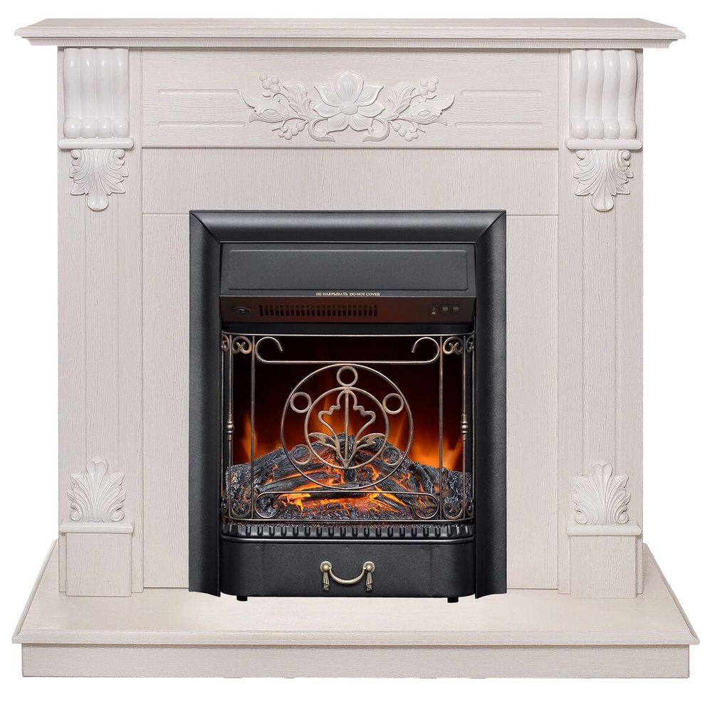 Электрокамин RealFlame Ottawa WT белое золото с очагом Majestic Lux Black