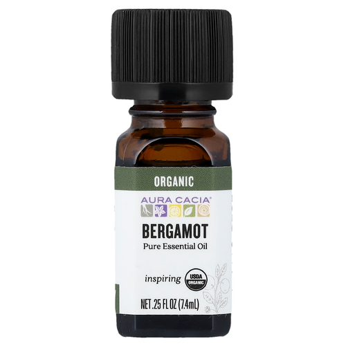 Aura Cacia, Чистое эфирное масло, органический бергамот, 7,4 мл (0,25 жидк. унции)