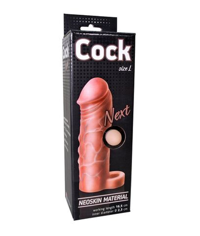 Фаллоудлинитель с кольцом COCK size L - 16,5 см. (Цвет: телесный)