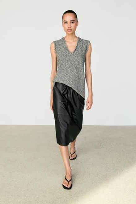 Massimo Dutti Топ с меланжевым эффектом, серый меланж