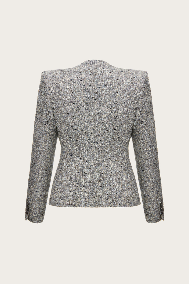 ЖАКЕТ ИЗ СЕРОГО ШЕРСТЯНОГО ТВИДА