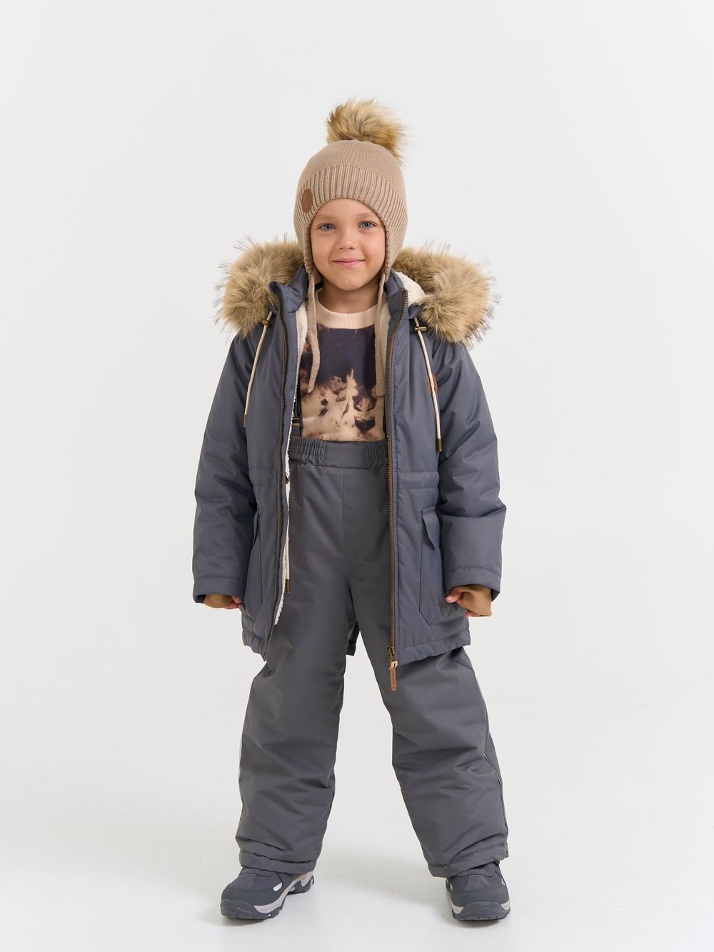 Парка зимняя на меху "Графит"