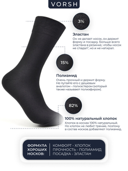 Носки высокие мужские, набор 3 пары,черный