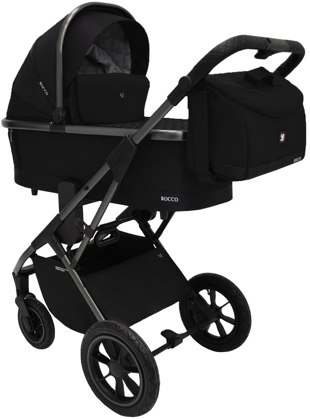 Коляска 4 в 1 Sweet Baby Rocco Air + автокресло Elegante Plus с базой i-Size ISOFIX DK780 Black (Air)