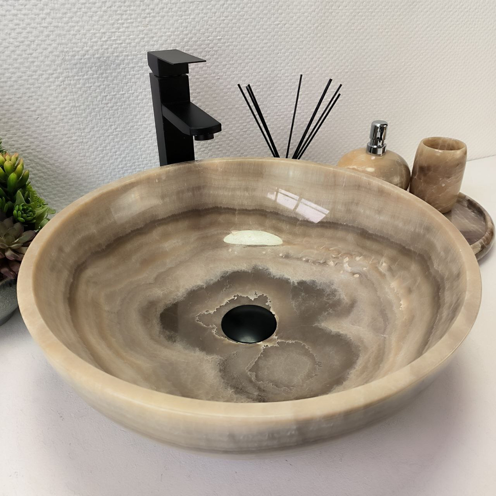 Раковина из оникса Bowl Grey TinLip BO-62975 45*45*15 43