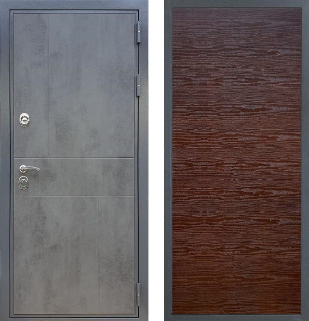 Входная металлическая дверь RеX (РЕКС) 290 Темный бетон / Гладкая Венге поперечный