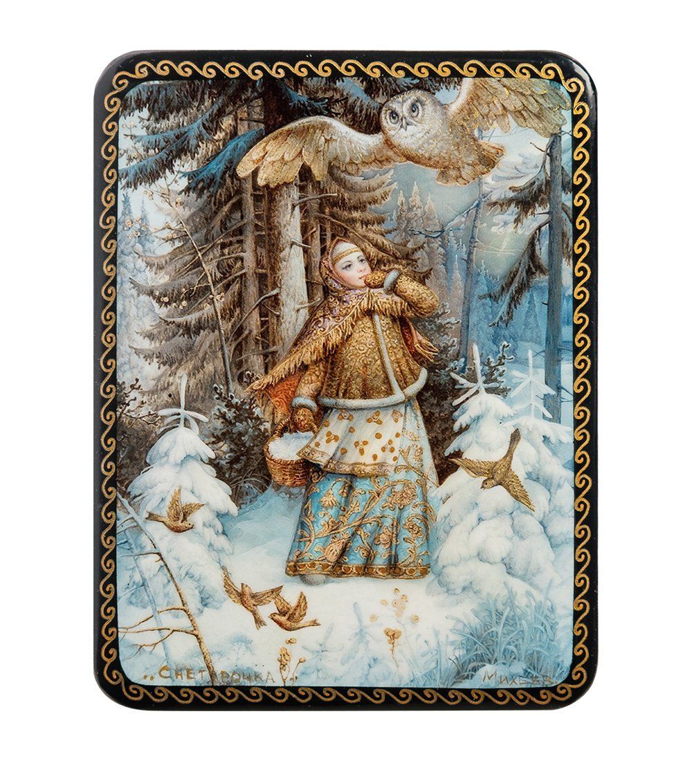 ШК-19/16-B Шкатулка в технике декупаж «Снегурочка» (10х8х3,5)