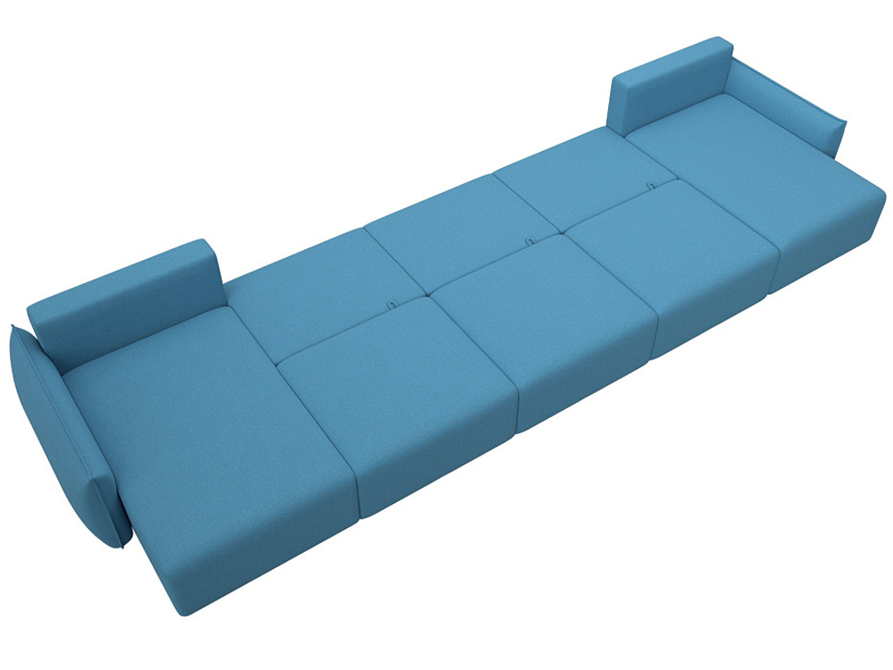 Диван П-образный Лига-051 НПБ МегаЛонг РОГОЖКА Амур 10 голубой
