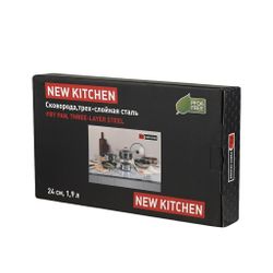 Сковорода 24/17,5 см h5 см New Kitchen Honeycombs нерж. с антиприг. покр. ИНДУКЦИЯ P.L.