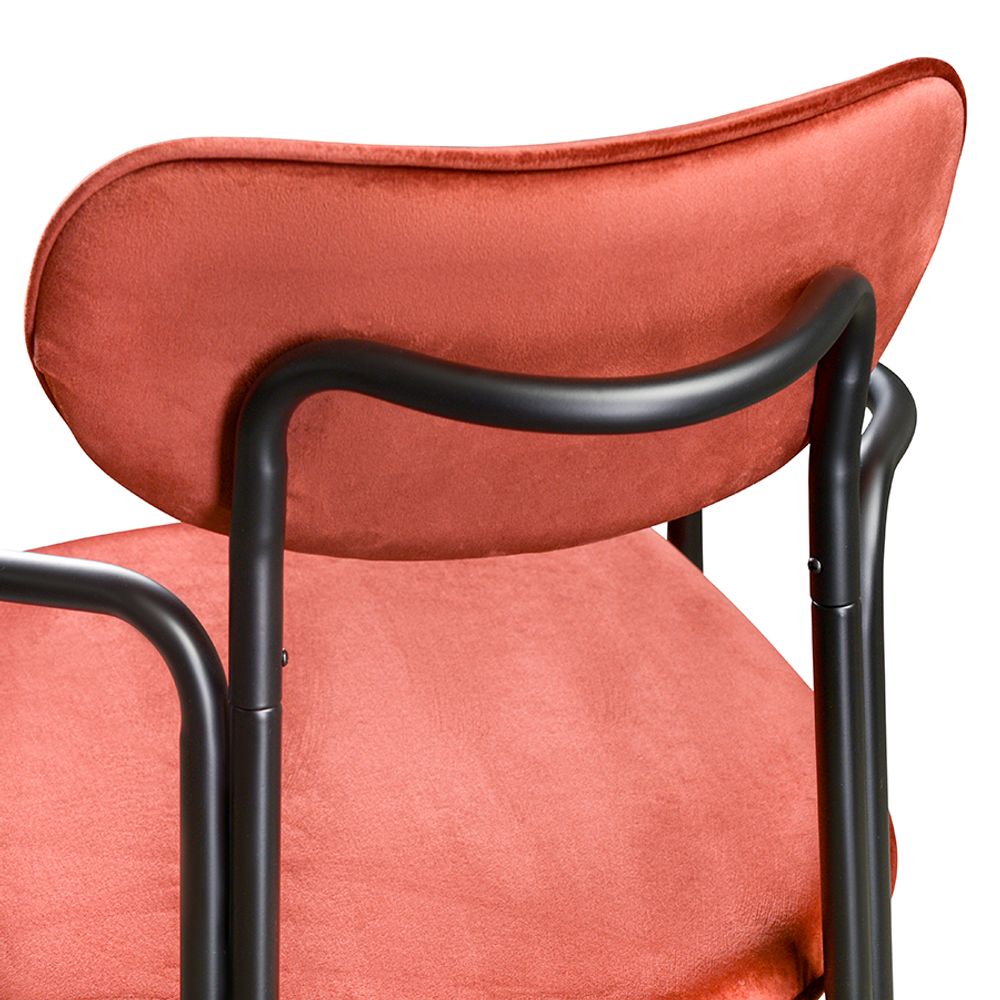 Стул Ror, Round, велюр, черный/темно-красный