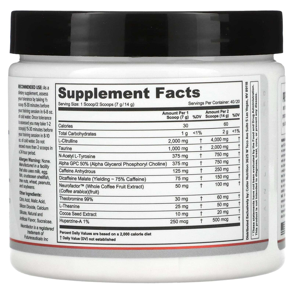Cutler Nutrition, Prevail, предтренировочный комплекс, со вкусом радужной конфеты, 280 г (9,8 унции)