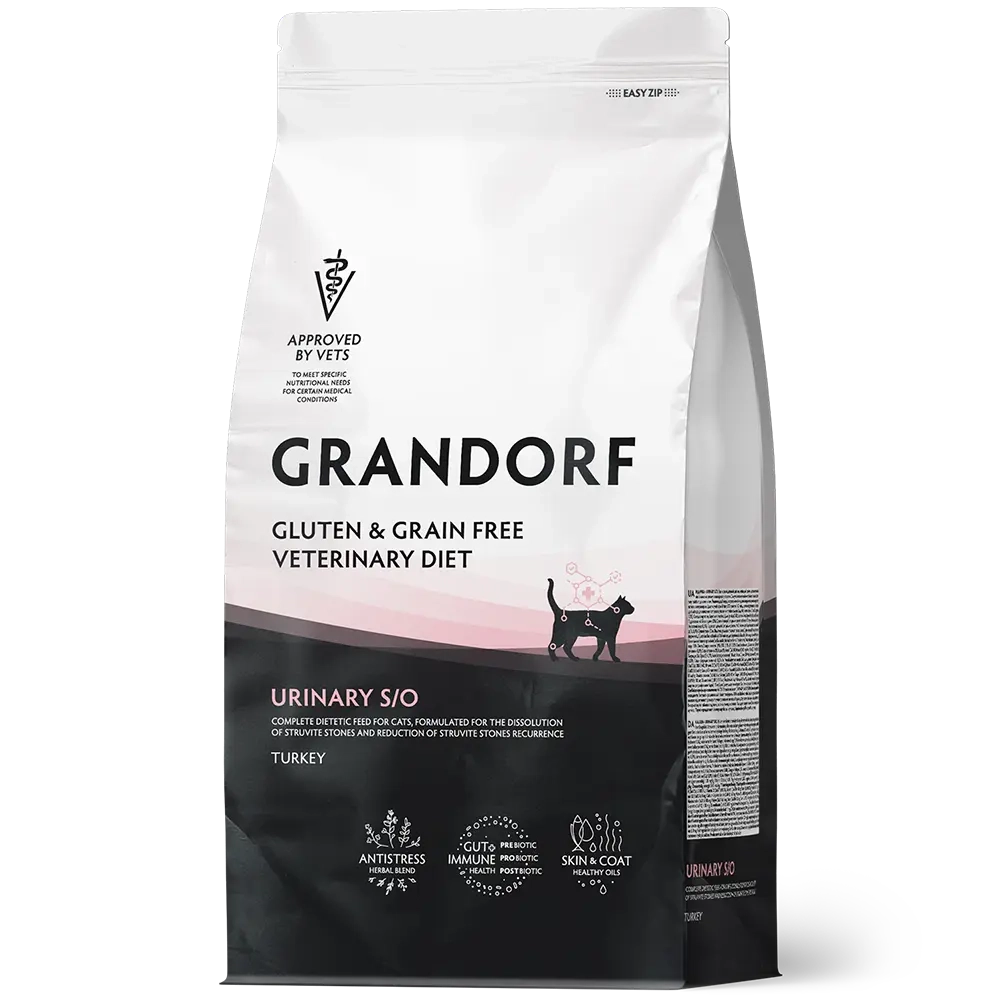 GRANDORF URINARY S/O сухой корм для кошек / при лишнем весе, способствует растворению струвитных камней и предотвращению их повторного образования (2 кг)