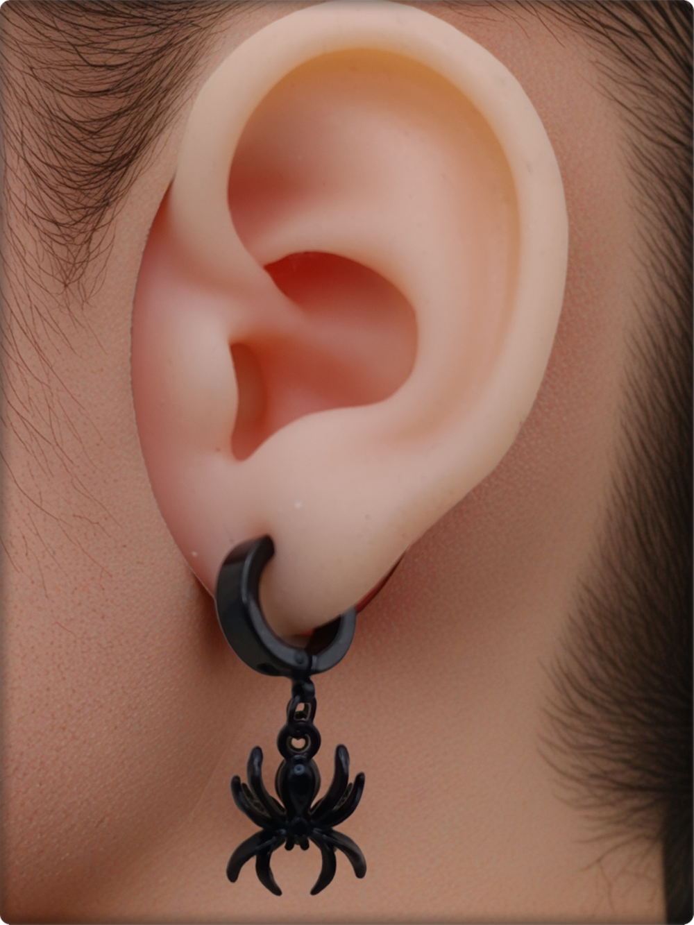 Серьга (1 шт.) "Чёрный паук" для пирсинга уха. Медсталь, титановое покрытие.