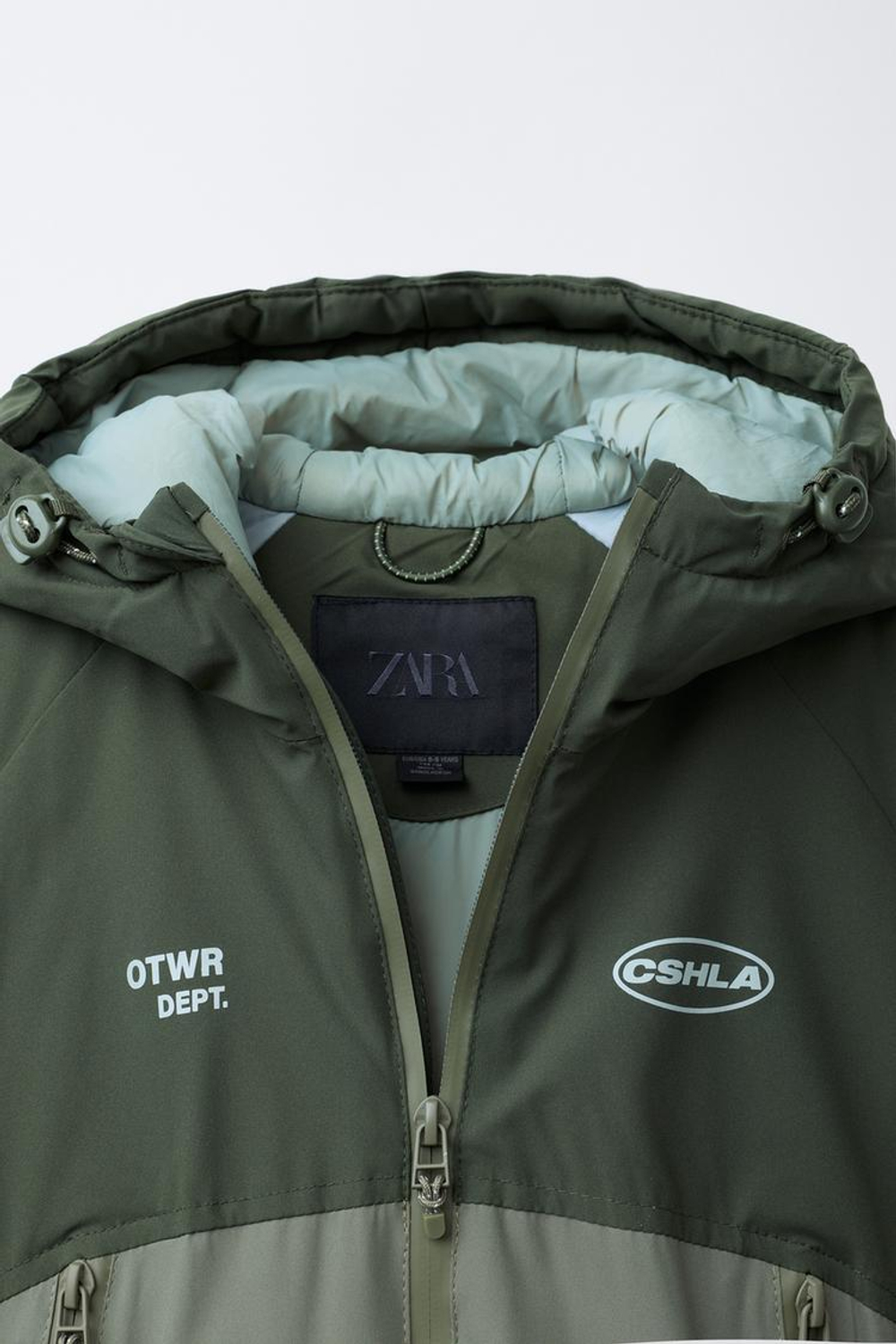 ZARA СТЕГАНАЯ КУРТКА НА МОЛНИИ, ХАКИ