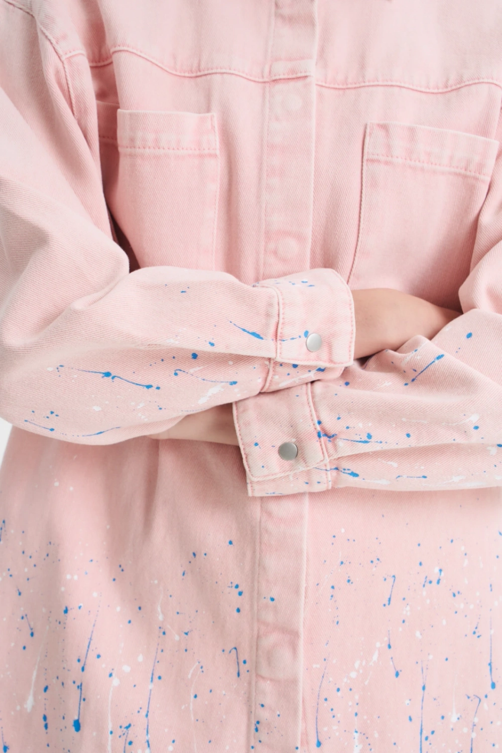 Рубашка джинсовая с принтом разбрызганной краски