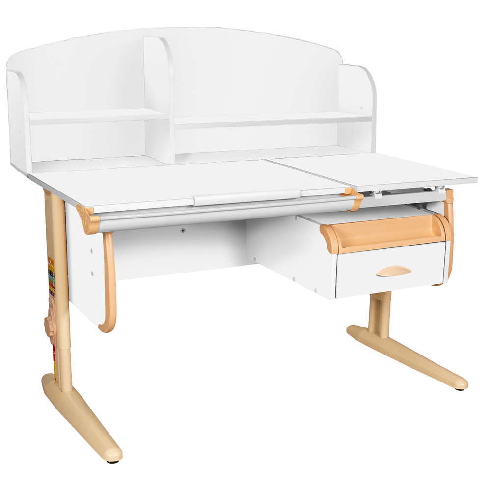 Растущая парта Дэми СУТ 25 с задней полкой СУТ.34.390 и навесной тумбой (1200×880 мм)