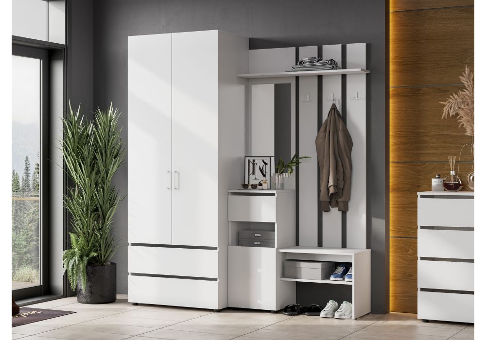 Готовая прихожая Валенсия белый текстурный