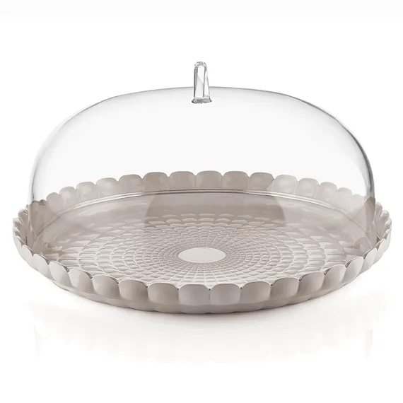 Подставка для торта с крышкой tiffany, D36 см, серо-бежевая