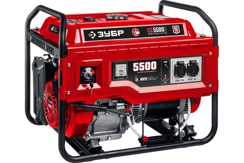Генератор бензиновый ЗУБР СБ-5500Е - [5 кВт / 220V] эл. старт